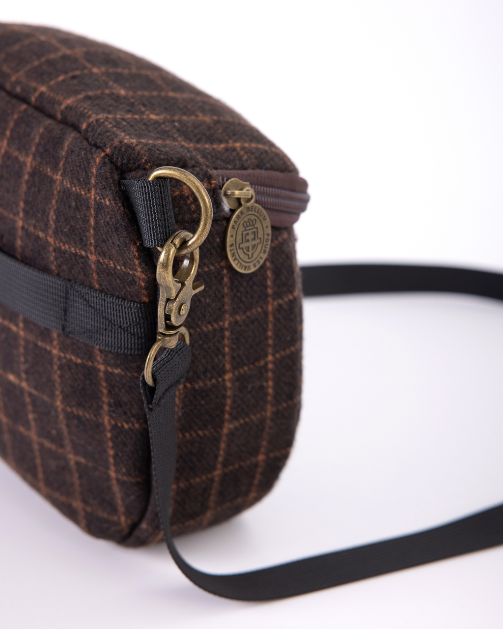 Pochette à carreaux| Marron / Brun armagnac / Bleu