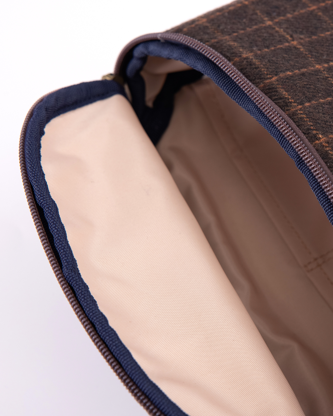 Pochette à carreaux| Marron / Brun armagnac / Bleu