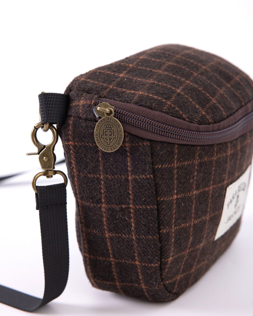 Pochette à carreaux| Marron / Brun armagnac / Bleu