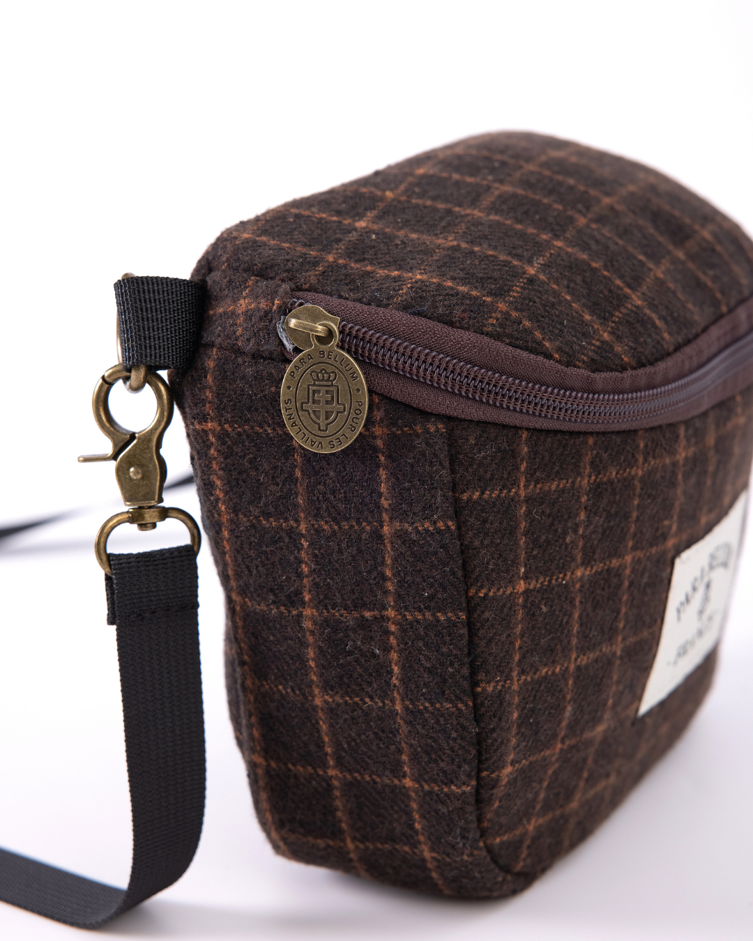 Pochette à carreaux| Marron / Brun armagnac / Bleu